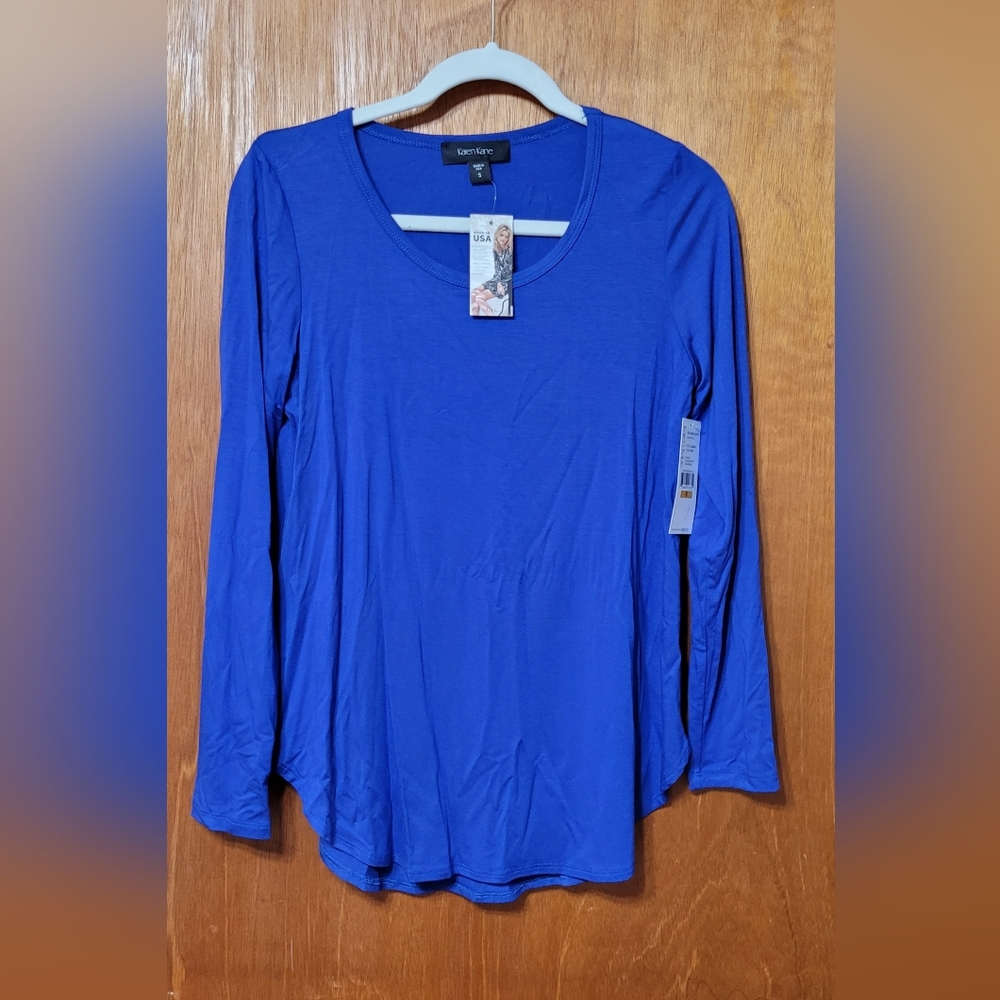 Karen Kane Bright Blue Long Sleeve Top. Size Small. (0022)
